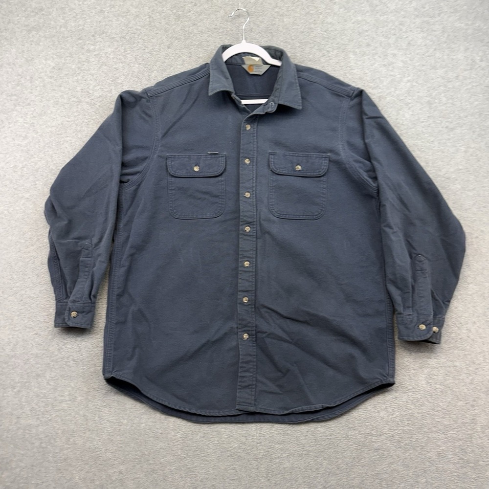 Vintage Carhartt Shirt Mens XL Button Up Chamois Workwear Outdoors Shacket 90s